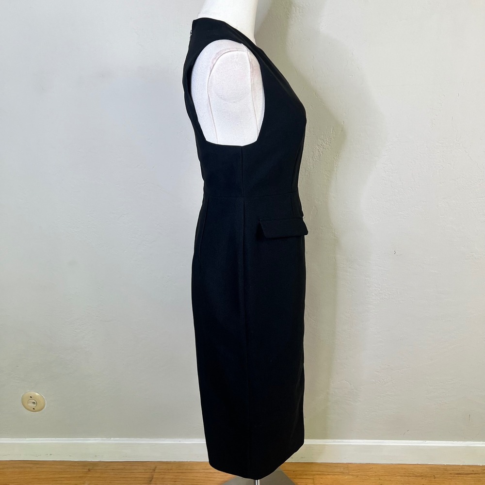Finders Keepers Black Sleeveless Midi Sheath Dress Size XS Seams Slit Office - Picture 6 of 13
